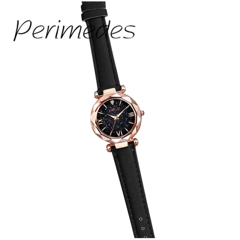 Luxo Sinta-se fosco pulseira de couro relógio, pontilhado com escala romana, Stars Little Point, relógios unissex, moda, 2024