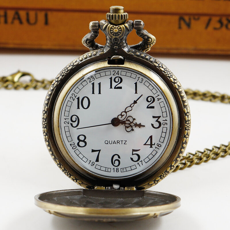 Pocket Watches Vintage Bronze Steampunk Firefighter Quartz Watches Souvenir Jewelry Necklace
