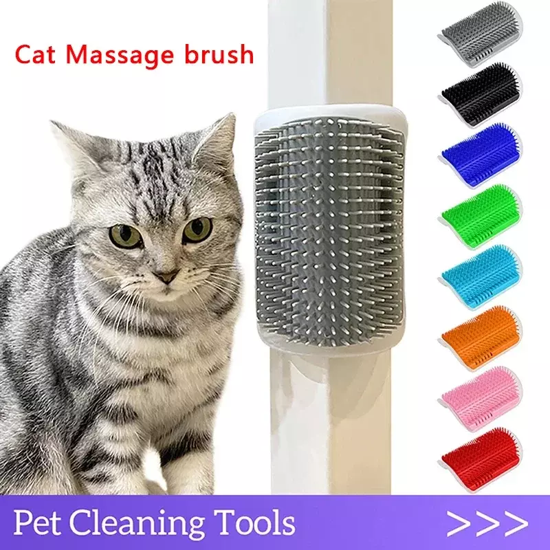 Peine de masaje con hierba gatera para gatos, cepillo suave para esquina de pared, frota la cara con un peine para cosquillas, suministro de aseo para mascotas