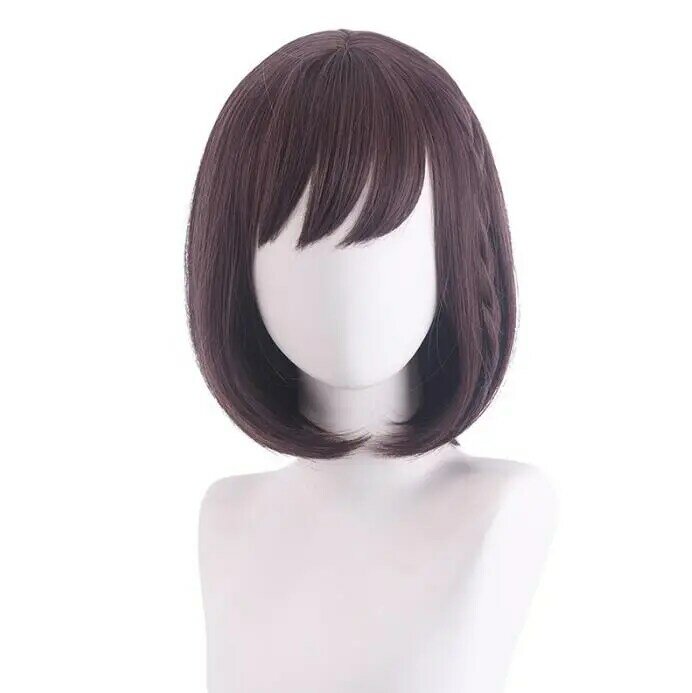 Женский парик, синтетический, короткий, прямой, коричневый, парик для косплея из аниме-игры, термостойкий парик для вечеринки
