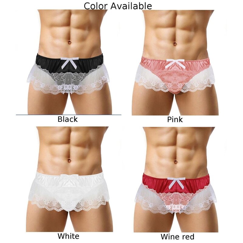 Сексуальные мужские кружевные трусы мини-юбка, нижнее белье, прозрачные стринги, стринги, атласные трусы, гей-трусы, женское нижнее белье