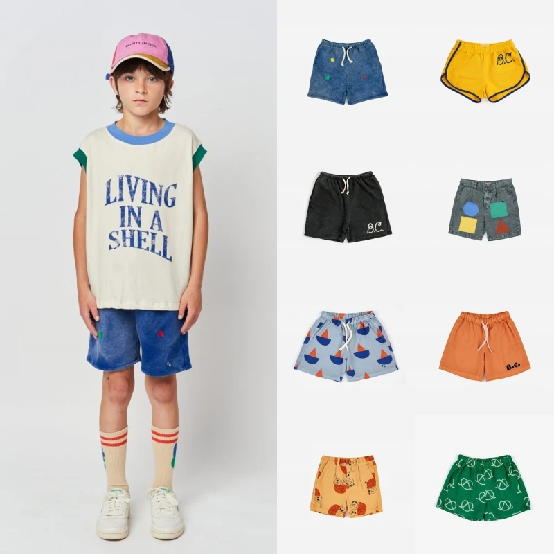 Shorts casual estilo ocidental para meninos, jeans esportivo infantil, INS BC, fino, verão, 2023