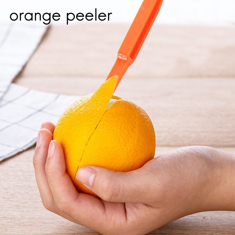 6 buah alat pengupas jeruk dan jeruk, alat dapur warna oranye terang
