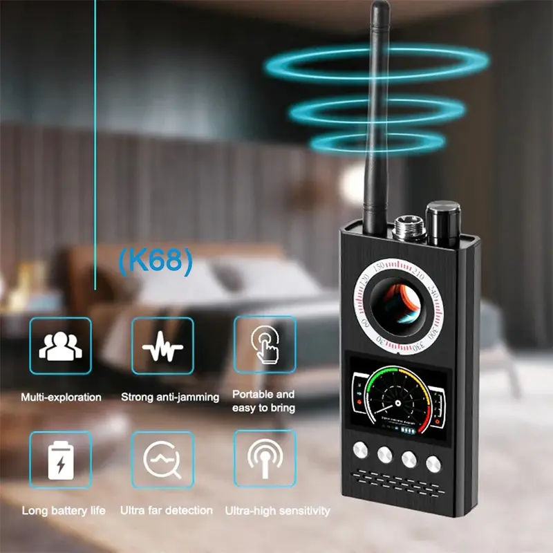 K68 Anti Spion Draadloze Rf Signaaldetector Bug Gsm Gps Tracker Verborgen Camera Afluisteren Apparaat Professionele Versie