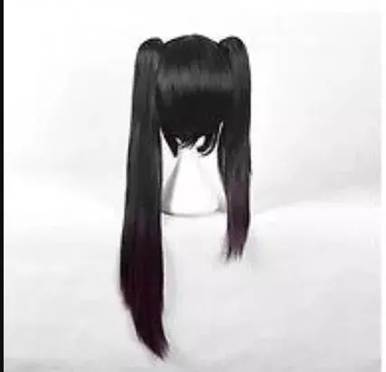 Peruka Tokisaki Kurumi Shooter czarny Rock cosplay czarne kucyki jedwabiste włosy pełne peruki