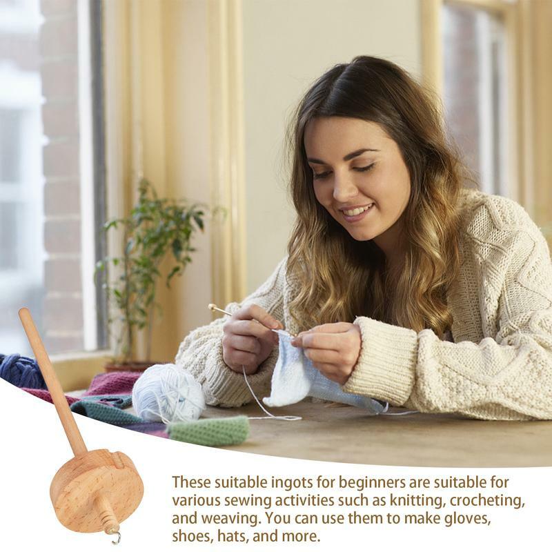 ล้อหมุนสำหรับผู้เริ่มฝึกทอผ้าแบบใช้มือหมุนทำจากเส้นด้ายแบบมือจับทนทานและใช้งานง่าย