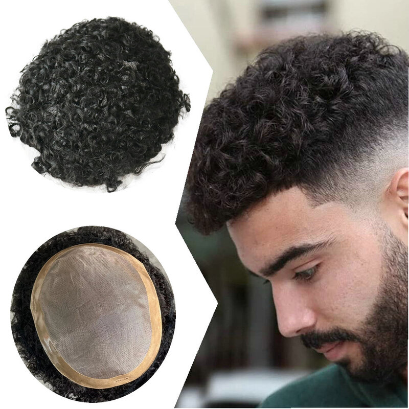Men's Hair Prosthesis Thin Mono Breathable Wig Men 6“  Durable Male Hair Man Toupee Human Hair Prosthesis Replacement System
