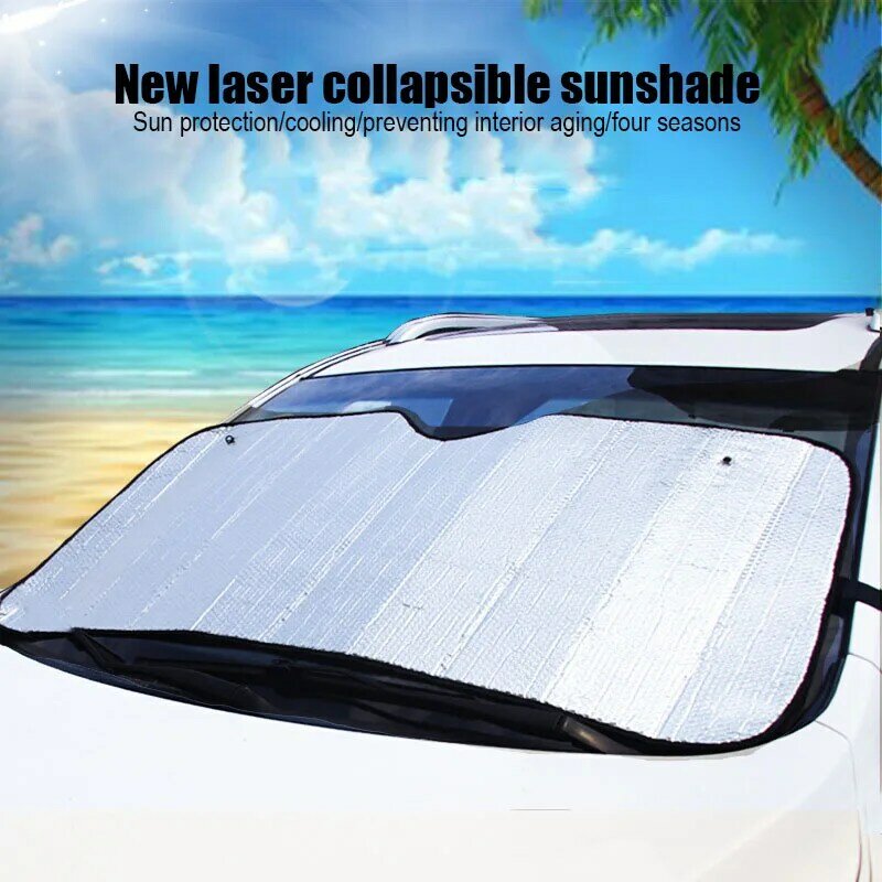 Car Thickened Double-Sided Aluminum Foil Sunshade Effectively Block Heat 130*70Cm 140*70Cm 145*70Cm Suction Cup Car Universal