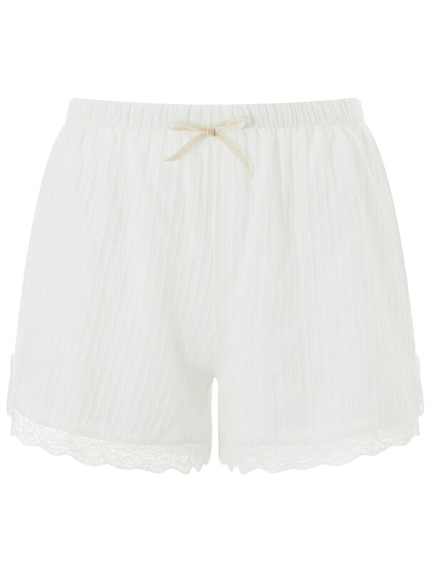CHRONSTYLE-pantalones cortos de encaje para mujer, Shorts elásticos de cintura alta con lazo, holgados e informales, ropa de calle 2024