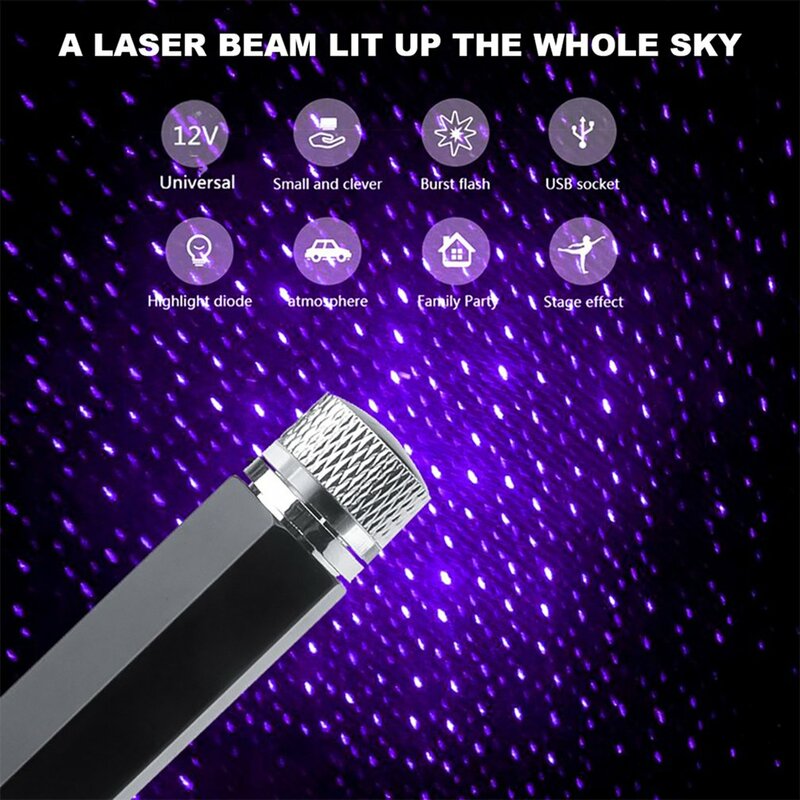 Lámpara LED romántica para techo de coche, proyector de luz nocturna de galaxia, Lámpara decorativa USB ajustable, luz de decoración Interior de coche