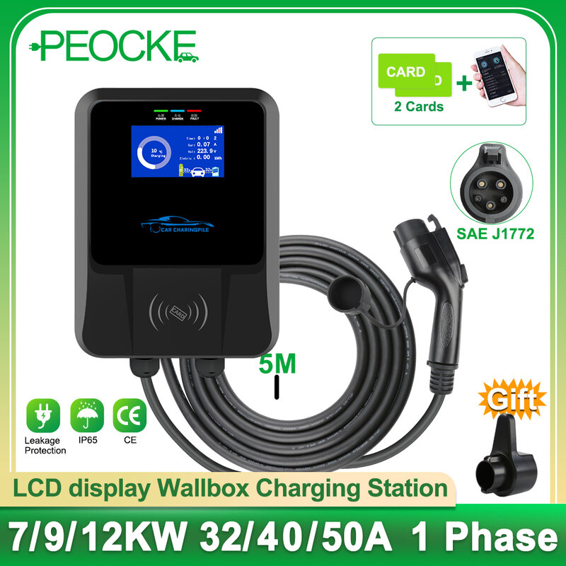 Peocke-Chargeur mural EV pour voiture électrique, câble de charge EVSE, station de charge domestique, commande à distance, prise 32A, Vope1 J1772