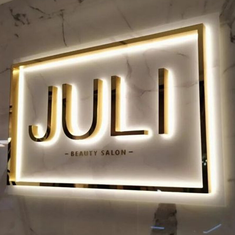 Custom Acrylic Business Logo Neon Lights Metal Letters Business Private Led Sign Beauty Salon Plaques Hair Studio 3D Sign