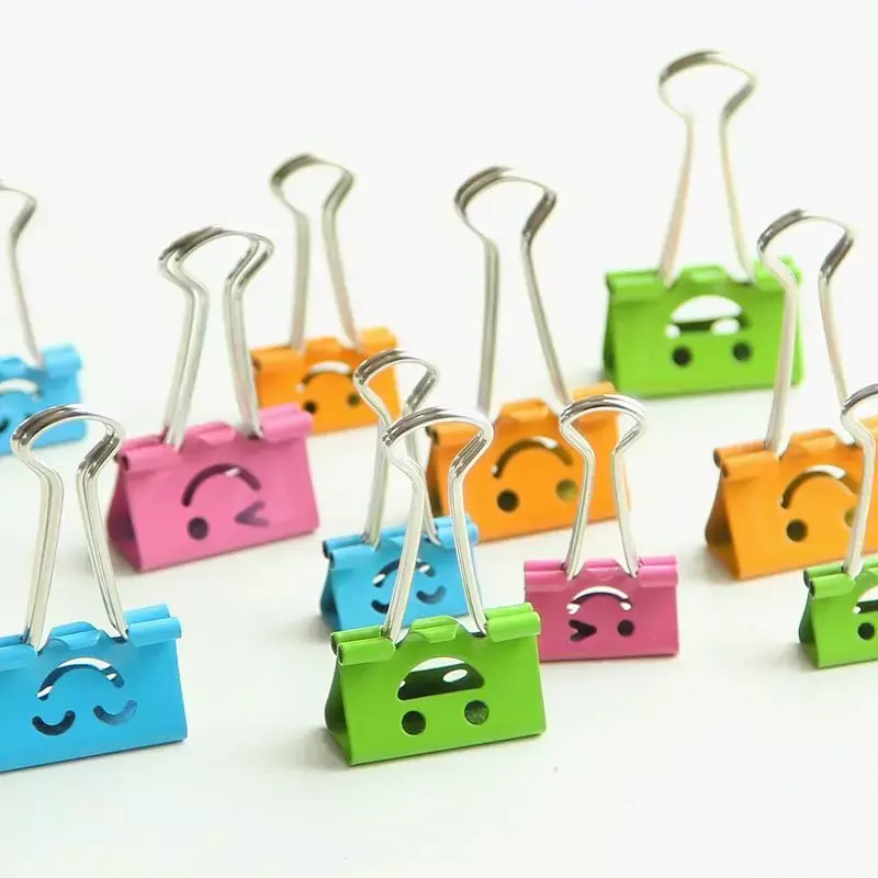 40 Pcs Smiley Metal paper clip 19mm color paper clip, used for books stationery school office supplies high quality