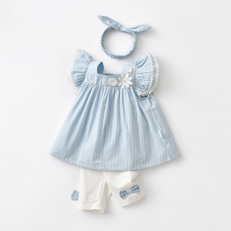 Girls' Summer Suits Sleeveless Dress Summer Two-Piece Princess Korean Style Baby Princess Clothes One Piece Dropshipping