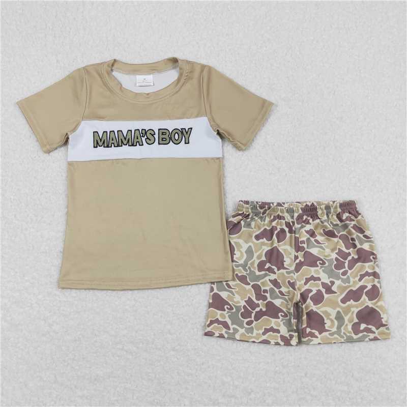 Roupas para bebês com letras bordadas, boutique ocidental, manga curta, shorts xadrez coloridos, atacado, venda quente
