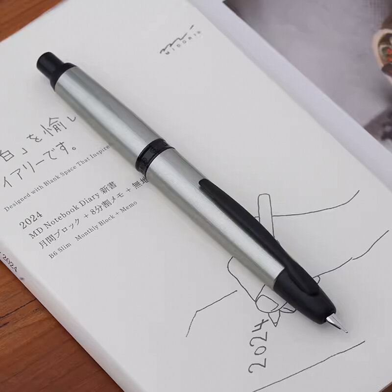 2024 mahun A1 pulpen tekan warna baru pena tinta menulis untuk latihan kaligrafi dengan 0.5mm F nib hitam \ emas klip pena hadiah