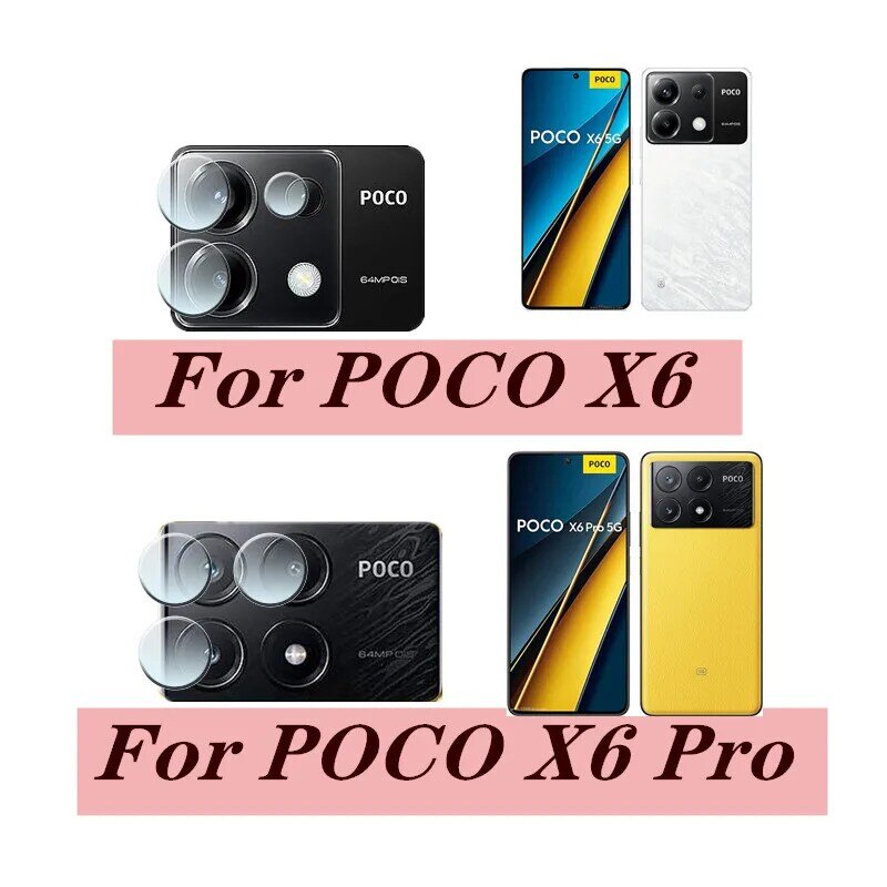 Protector de pantalla de vidrio templado para cámara, película suave para POCO X6 Pro, 5G, 9H