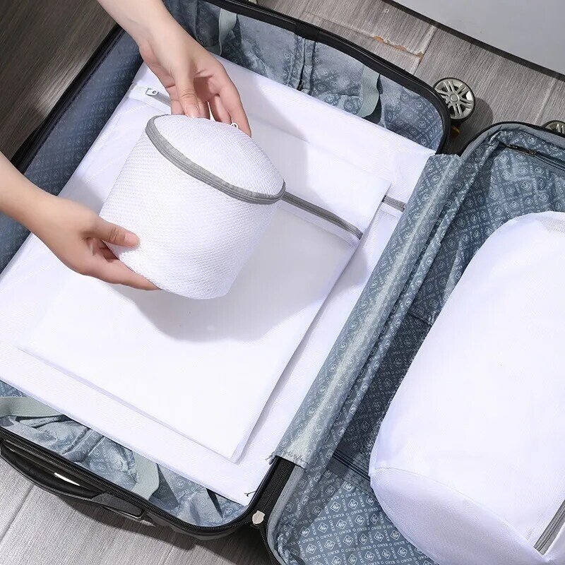 Conjunto de ropa sucia de lino con cremallera para lavadora, bolsa de ropa grande, cesta pequeña, calcetines de lavado delicados de viaje