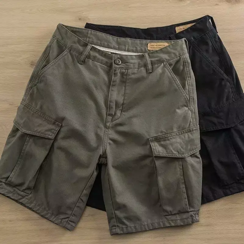 Mens Cargo Shorts Half Solid Button Bermuda Short Pants for Men Y2k Harajuku Loose Summer Luxury Homme Free Shipping Comfortable