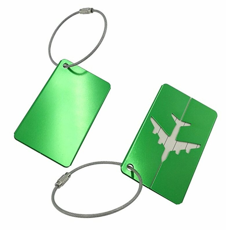 手荷物バックパックタグ スーツケース識別子 名前ID付き金属製荷物タグ アドレスカード 金属ループスーツケース手荷物ラベル