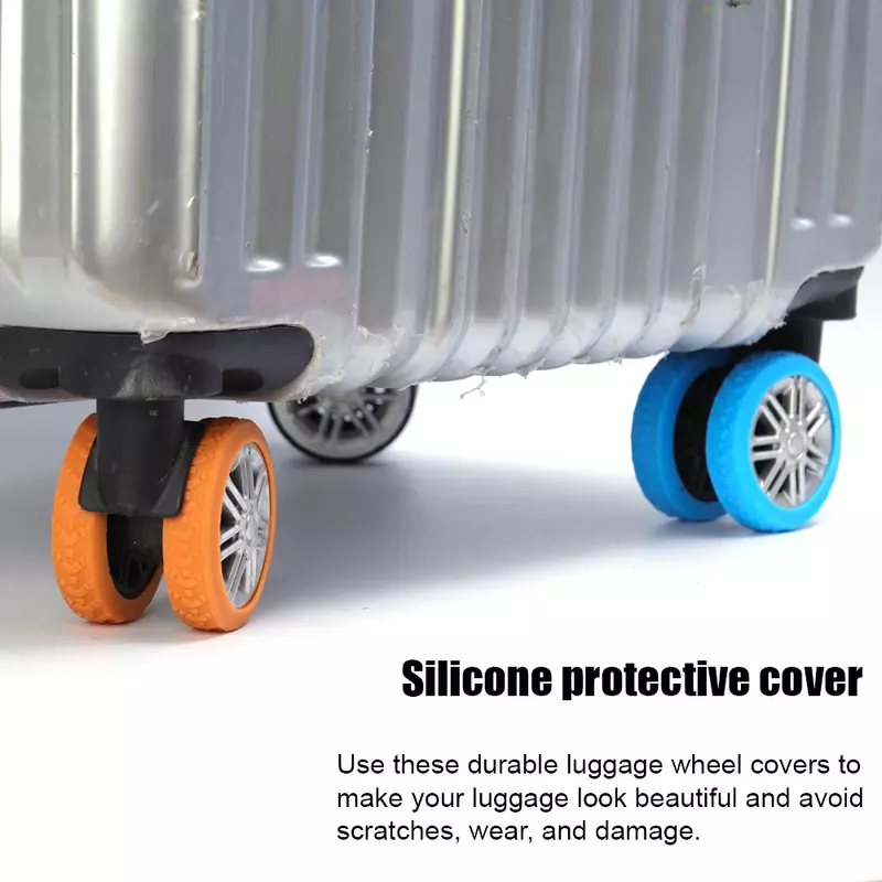 Pelindung Roda bagasi tebal DIY, silikon pelindung roda berpergian mengurangi kebisingan penutup roda troli Roda Aksesori lengan