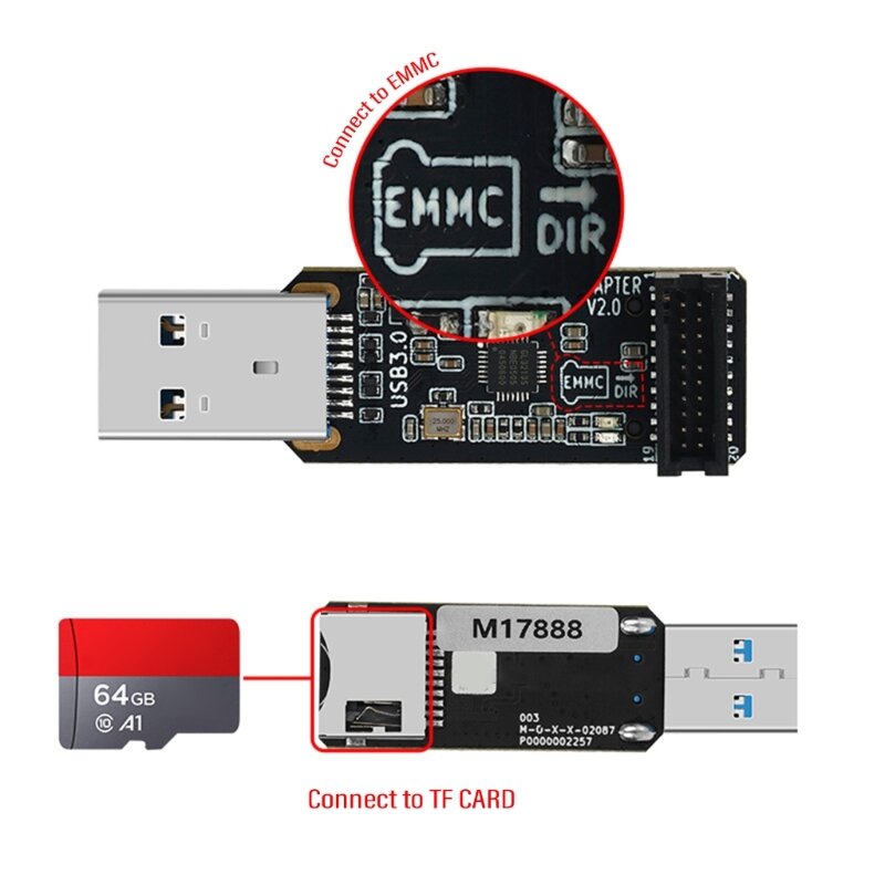 Drukarki 3D akcesorium szybkiej maszyny drukarskiej karta rozszerzająca pamięć MKS EMMC 32G MKS EMMC-ADAPTER V2 czytnik kart