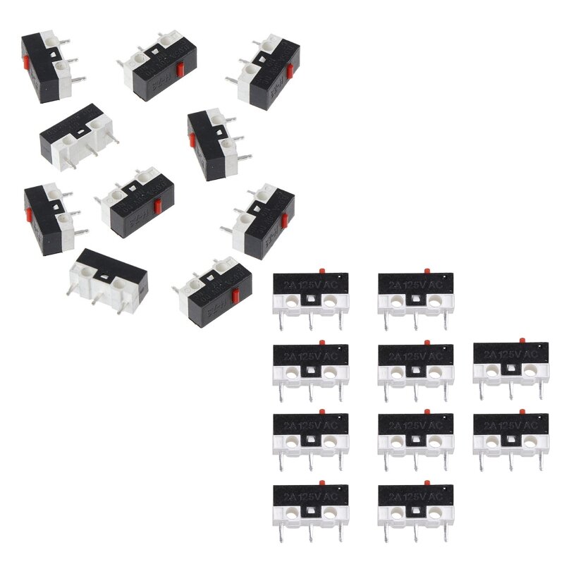 Y1UB 10 Pieces Mouse Micro Switch Universal Mouse Buttons Replacement 3 Pin for Internet Cafes, Companies, Home Mouse