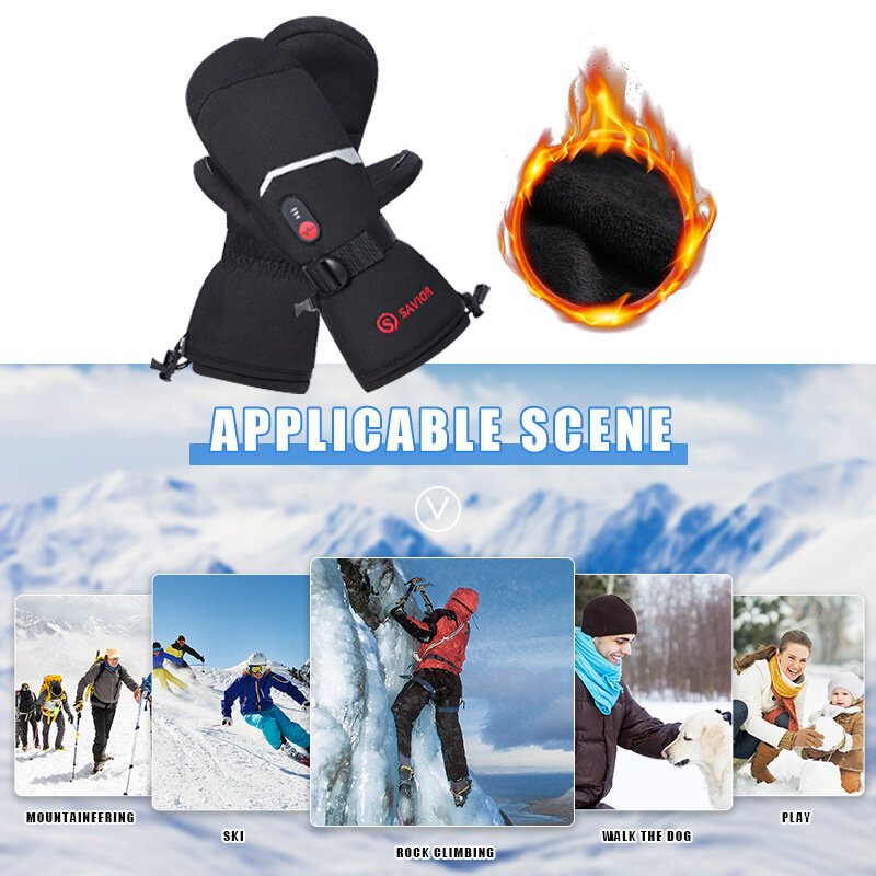 Salvador-luvas aquecidas recarregáveis para homens e mulheres, bateria elétrica, luvas de calor de esqui, manter aquecido, esportes ao ar livre, inverno