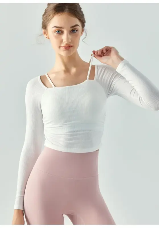 Женская осенне-зимняя футболка с длинными рукавами для занятий йогой и фитнесом