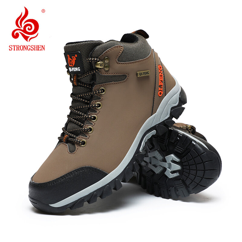 Мужские походные ботинки STRONGSHEN, уличные Зимние теплые кроссовки для альпинизма, мужские высококачественные модные водонепроницаемые повседневные зимние ботинки