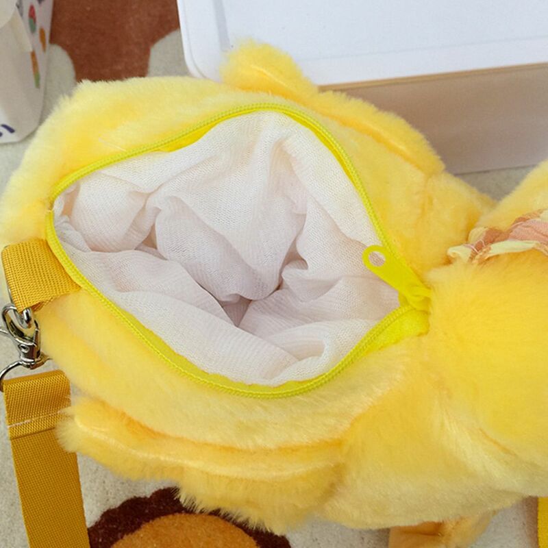 Goose Cartoon Animal Crossbody Bag para crianças, algodão criativo, poliéster, bolsa de ombro estilo coreano, presente de brinquedo para meninas, mulheres, pelúcia