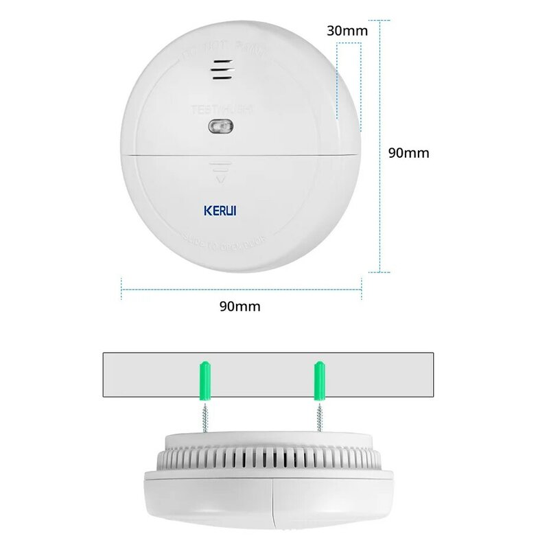 KERUI – détecteur de fumée sans fil 433MHz, système d'alarme de sécurité domestique et de cuisine, capteur de fumée, wi-fi, GSM, à utiliser indépendamment