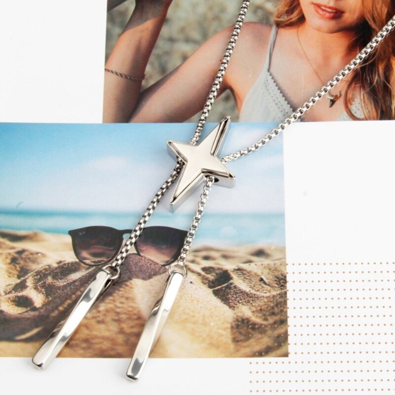 Cool Necklace Present for Girls Bolo Tie Necklace Clavicle Chain with Star