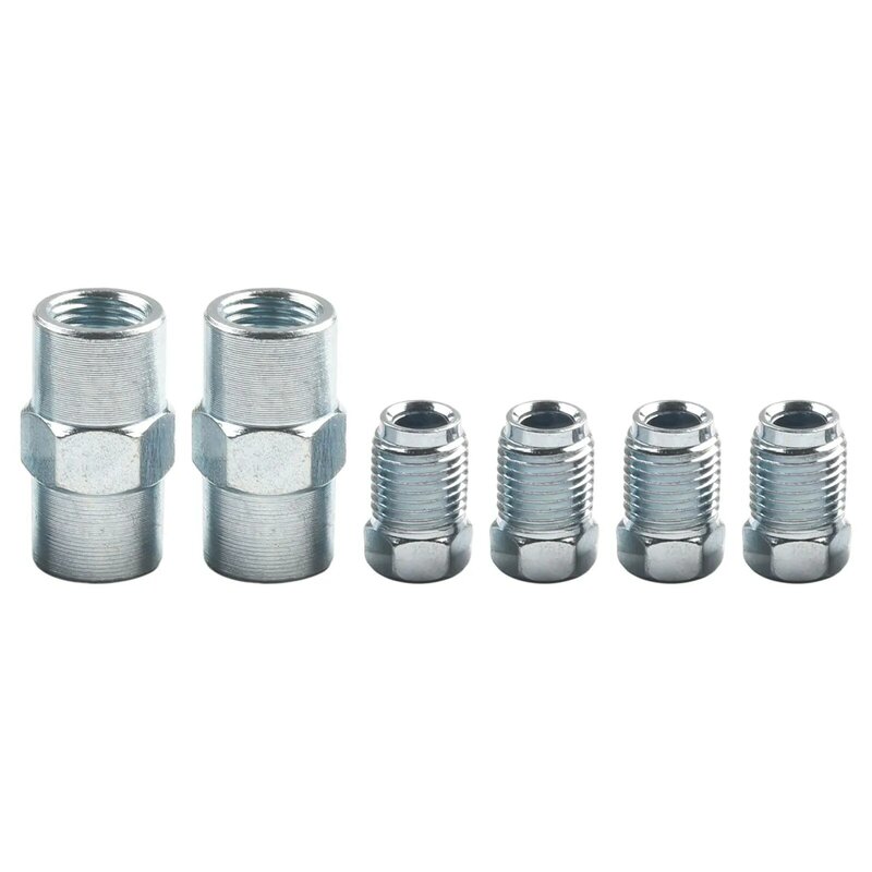 6pcs/set 10mm Brake Line Union Fittings Male Brake Nuts Short For Inverted Bell Mouth Of 3/16 Pipe 10mm X1mm Car Tools