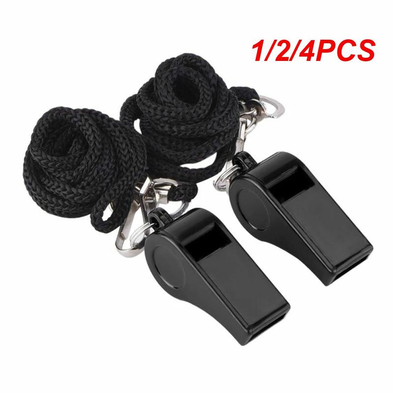 1/2/4PCS Professional Whistle Black ABS Outdoor Sports Camping Hiking Referee Game Training  Survival Whistle  With Lanyard
