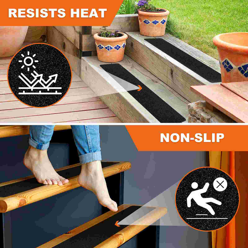 Anti-Slip Strip Non Skid Grip Tape, ao ar livre, Double Sided Pedal Steps Stair, passos de alta tração, tapete impermeável, 4 pcs