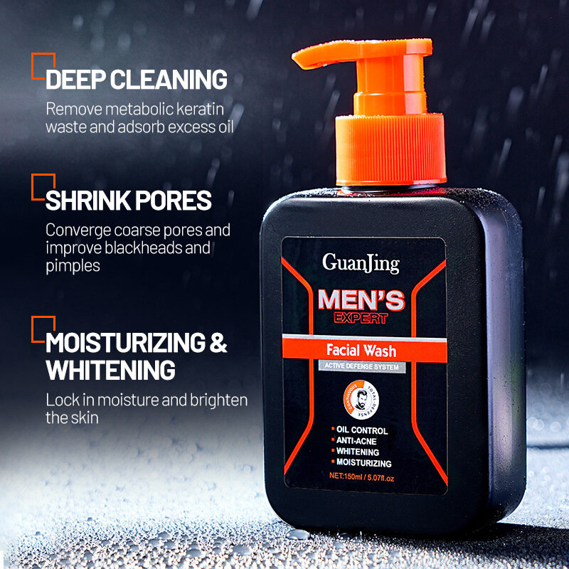 Nettoyant pour le visage en profondeur pour hommes, contrôle de l'huile, blanchissant, anti-acné, hydratant pour la peau, produit de soin de la peau