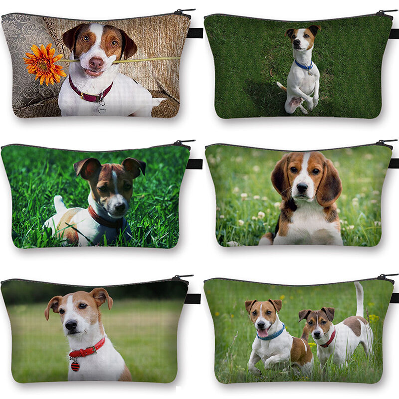 Jack Russell Terrier Labrador Cosmetic Bag Woman Casual Travel Cosmetic Case Shopping Bags Girl Coin Purse Storage Bag