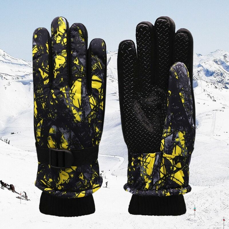 Утолщенные теплые детские лыжные перчатки для альпинизма, сноуборда, Детские лыжные перчатки, ветрозащитные водонепроницаемые варежки с длинным рукавом