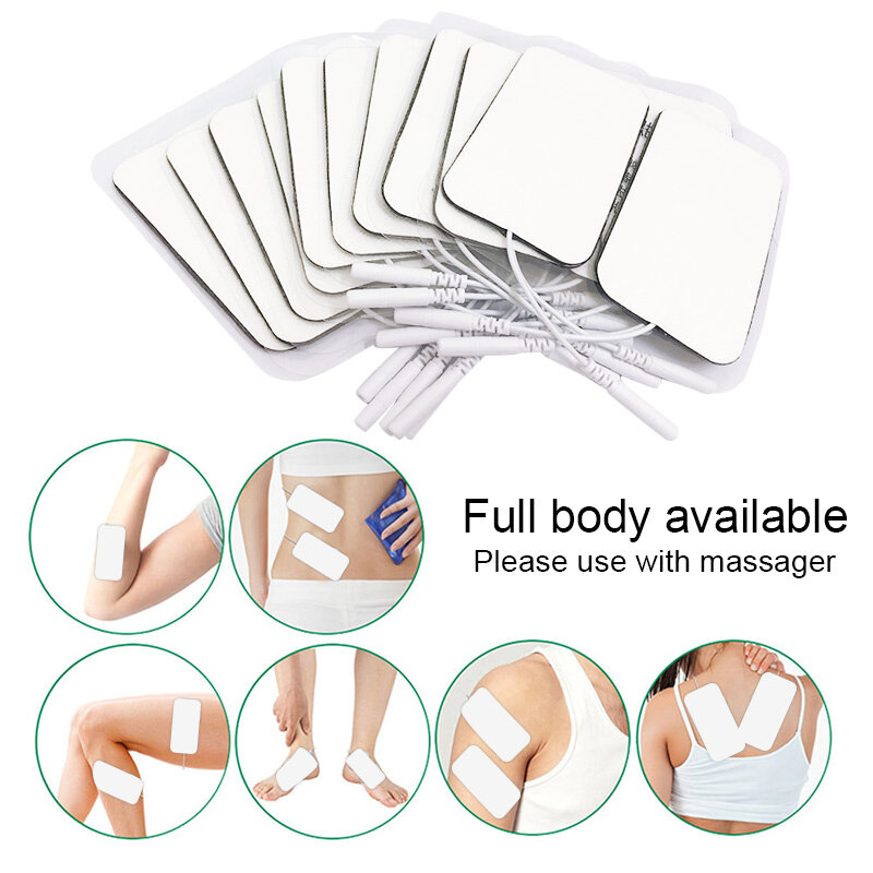 Almohadillas de electrodos TENS de 20 piezas para fisioterapia, masajeador Tens, tratamientos de relajación, estimulador muscular, Gel de parche de repuesto para masaje