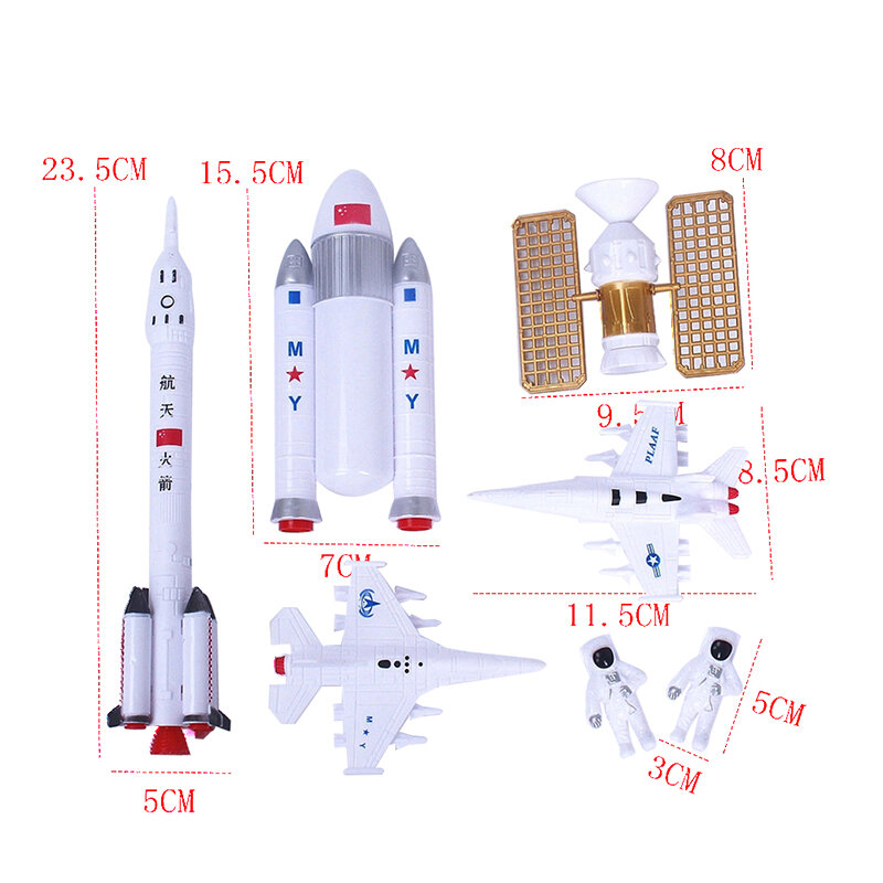 1 Juego de cohete de juguete, serie espacial, cohete, avión, astronauta satelital, modelo de decoración de pasteles