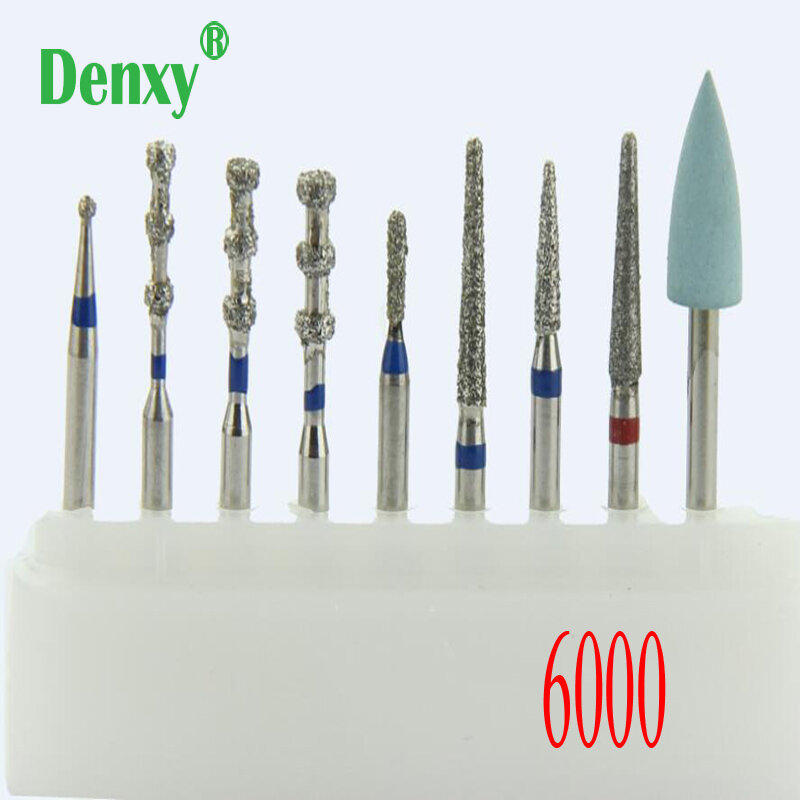 18pcs/lot #6000 Dental Diamond Burs New Dental Diamond Burs Set Abutment Polishing Kit Porcelain Veneers' Preparation