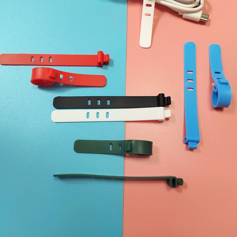 Silicone Cable Strap Clips Wire Organizer Cable Reusable Cable Tie for Phones USB Cable Management Clip for Headphone Data Cable