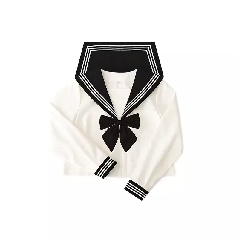 JK dasar kerah hitam garis putih seragam sekolah gadis pelaut pakaian rok berlipat gaya Jepang pakaian Anime COS kostum wanita