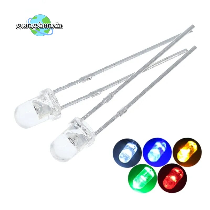 F3 Ultra Bright 3MM Round Water Clear Green/Yellow/Blue/White/Red LED Light Lamp Emitting Diode Dides Kit