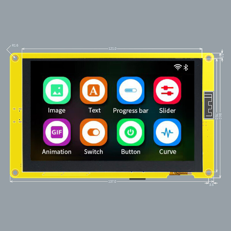 ESP32-S3 HMI 8M PSRAM 16M Flash Arduino LVGL WIFI & Bluetooth 5 "IPS 800*480 Layar Tampilan Pintar 5.0 Inci Modul TFT LCD RGB