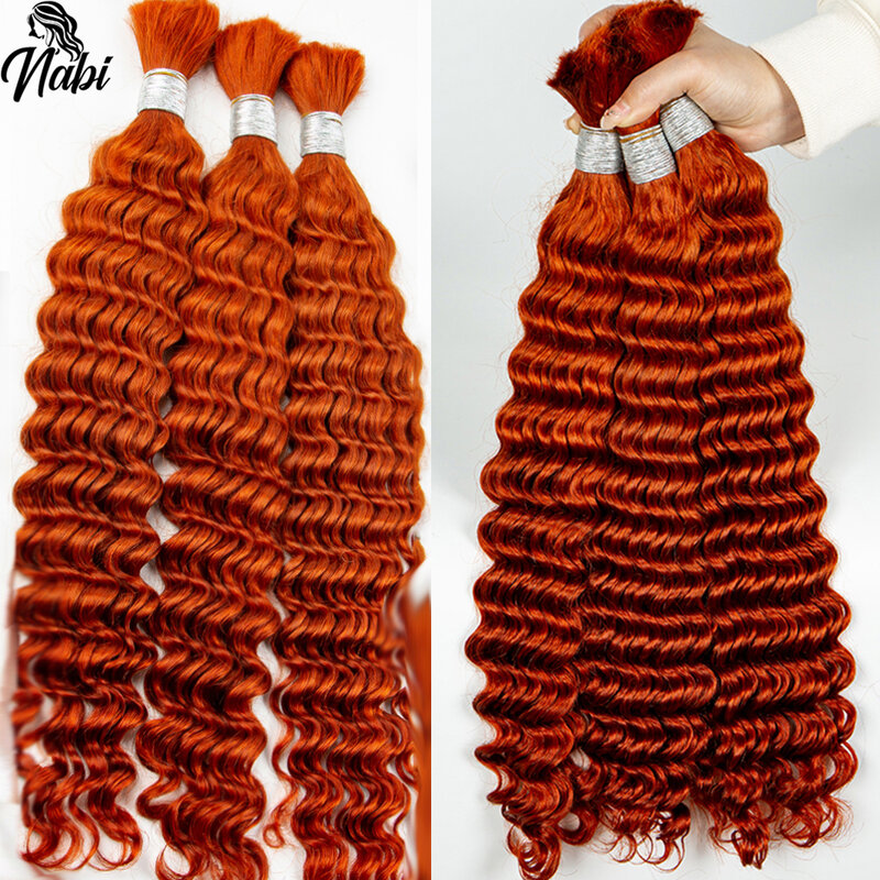 NABI Ginger Hair Braiding Bundles Deep Wave Hair Extension Curly Virgin Human Hair Extension for Women Braids
