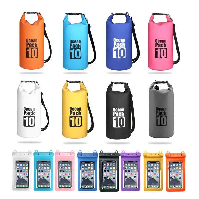 Waterproof Dry Bag Floating Backpack 5L/10L/15L/20L/30L with Waterproof Phone Case for Kayaking Boating Surfing Rafting Fishing