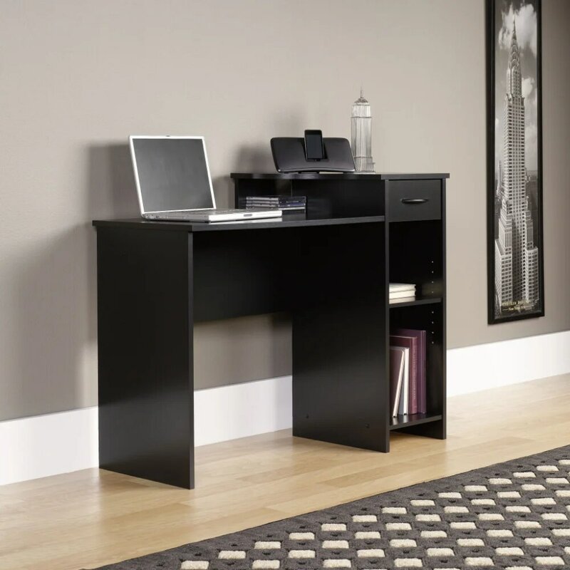 Стол для студентов с легко скользящим ящиком, игровой компьютерный стол с черной отделкой, стол для ноутбука, рабочая станция для дома и офиса, эргономичный