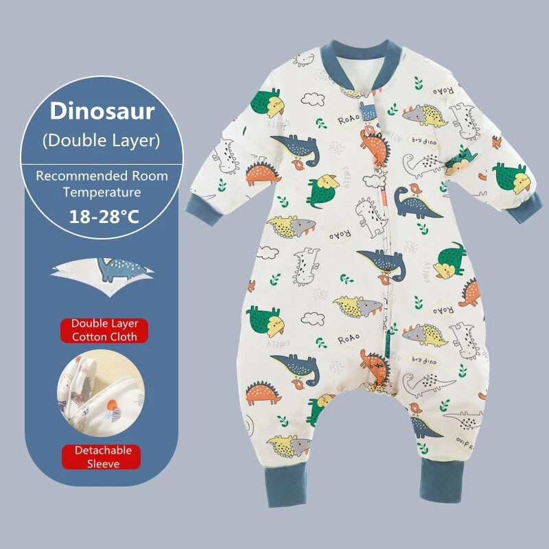 2023 Baby Cartoon Schlafsäcke mit gespaltenen Beinen und abnehmbaren Ärmeln für Jungen Mädchen Kinder Schlafsack Frühling und Sommer